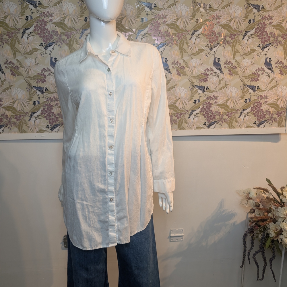 J Jill White Button-Up 100% Cotton Shirt